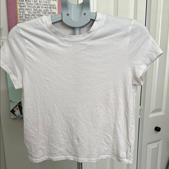 American Eagle Outfitters Classic mini mid rise soft pink Tee - Picture 1 of 6